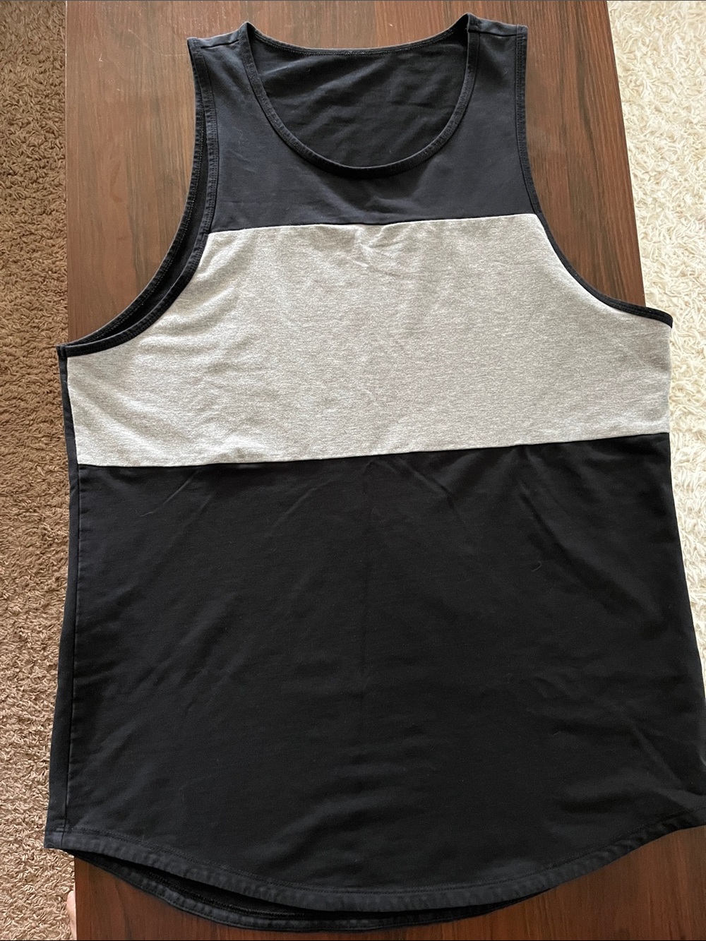 BYLT Men's Black and Gray Colorblock Tank Top
